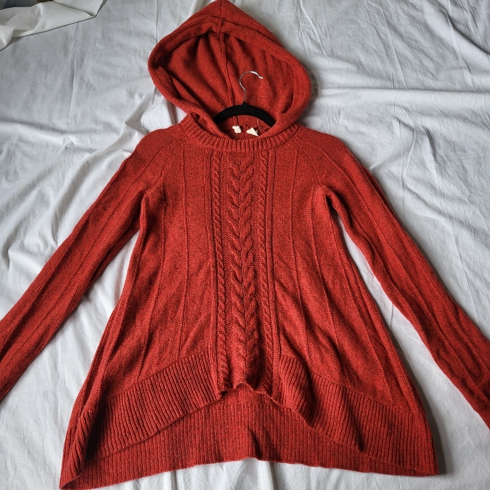Moth Hooded Cable Knit Sweater Size Small